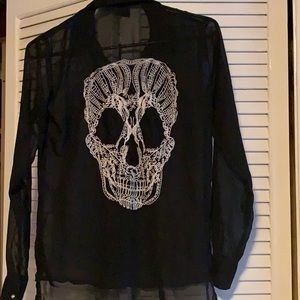 Gold spiked button up with skull detail back!